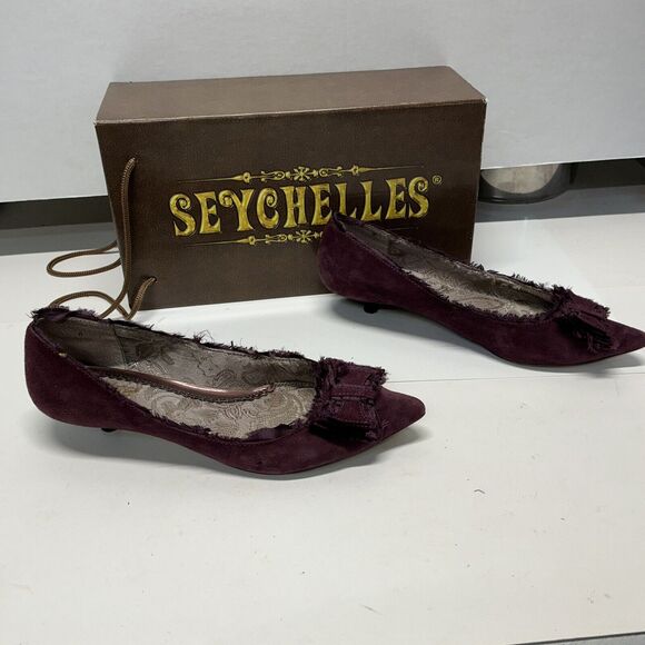 Women’s Seychelles Blackmail Burgundy Suede Kitten Heels, Size 8, Box Inc.‎ - Picture 9 of 13